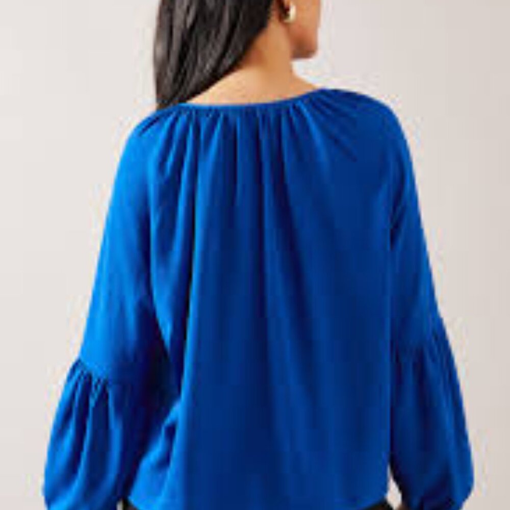 Vince Camuto Blue Pleated Blouse Relaxed Fit